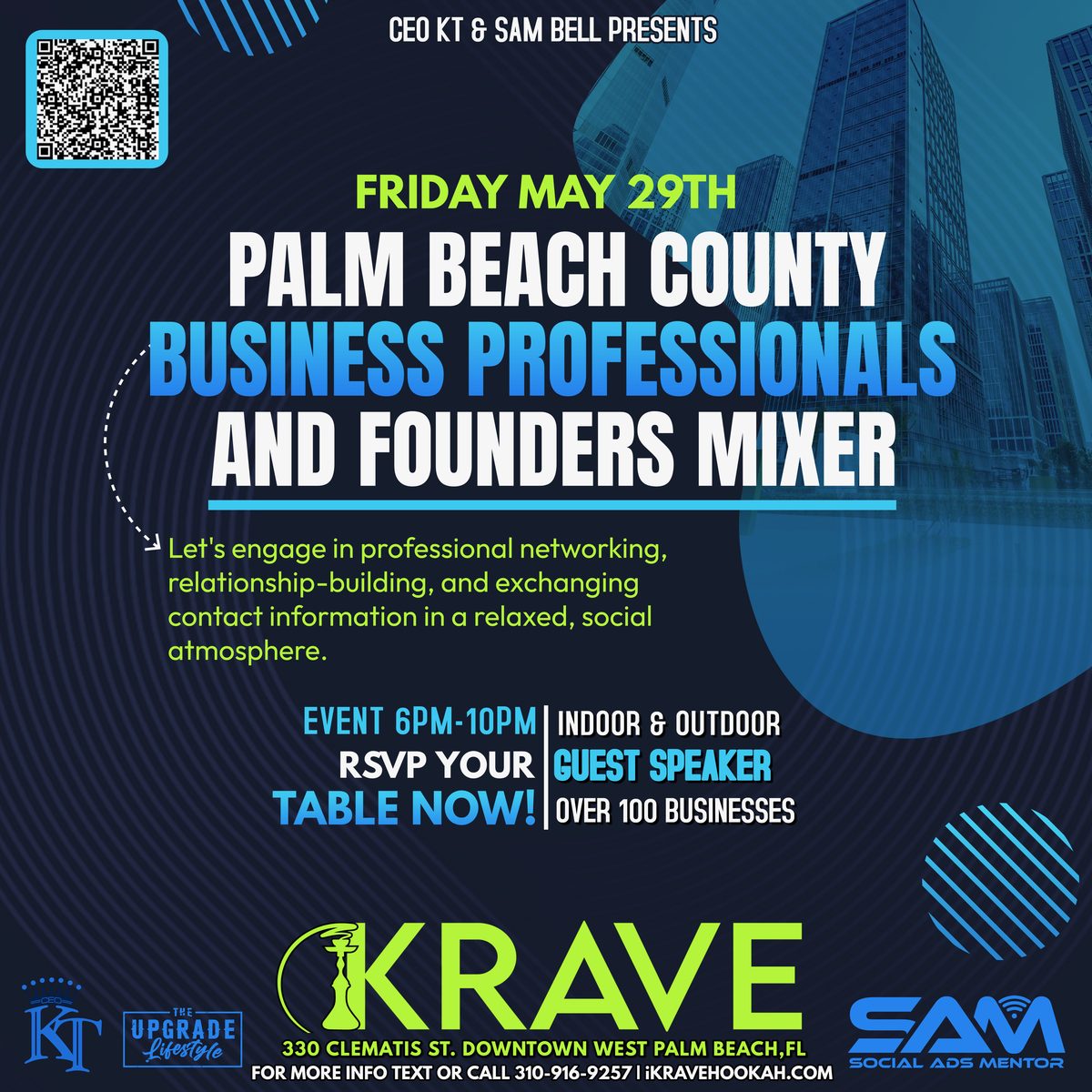 After-Hours PBC Founders Edition event flyer — Friday May 29, 6pm at I Krave Wine Lounge